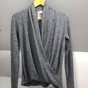 Womens XS - Anthropologie Akemi Kin Drape Wrap Sweater Gray OVERSIZED